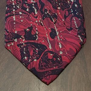 Vintage Pino Formica Fashion Hand Made Red Gold 100% Silk Made In Italy